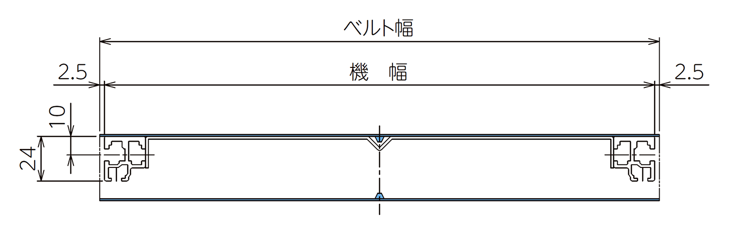 マルヤス機械 面一(ツライチ)ベルトコンベヤ 標準ベルトタイプ MFB-104-250-600-IV-100-O 