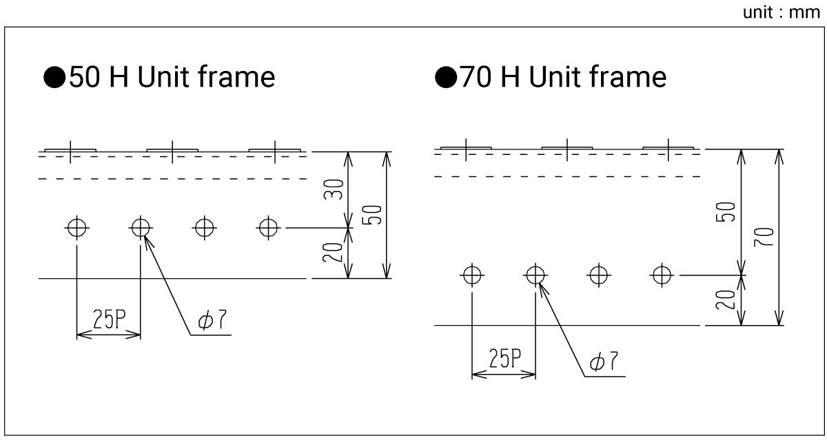 HF type height dimensions